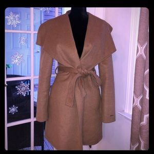 Tahari camel wool wrap coat, medium